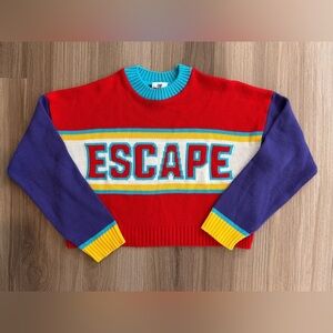 The Ragged Priest Cropped “Escape” Sweater Colorblock Size Medium